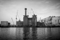 Battersea Power Station from opposite bank on the river Thames. Royalty Free Stock Photo