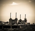 Scenic shot of the Battersea Power Station with train tracks coming from Vauxhall Station Royalty Free Stock Photo