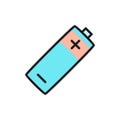 Battery, accumulator recycling flat color line icon.