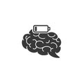 Battery brain icon, exhausted or tired, low level energy, fatigue and stress, burnout about work