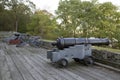 Battery of cannons at Fort Lee historic park in NJ