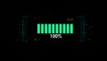 Battery charge animation, abstract graphic visualization of mobile devices rechargeable batteries being charged.