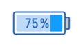 Battery 75 Charge Blue Level Icon, vector design Generative AI Royalty Free Stock Photo
