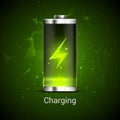 Battery charge full power energy level. Recharge battery indicator. Low power mibile fuel Royalty Free Stock Photo