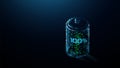 Battery charge icon. Battery electrical energy and power concept. Polygonal and wireframe glowing style Royalty Free Stock Photo