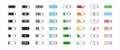 Battery charge icon set. Powered indicator black charge level gsm, charging empty batteries icons. Vector UI elements