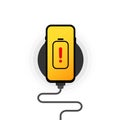 Battery charge icon. Wireless charger illustration. Smartphone on wireless charging. Flat wireless power charge Royalty Free Stock Photo