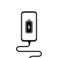 Battery charge icon. Wireless charger illustration. Smartphone on wireless charging. Flat wireless power charge Royalty Free Stock Photo