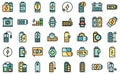 Battery charge icons set vector flat