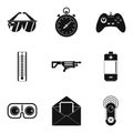 Battery charge icons set, simple style