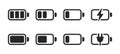 Battery charge indicator icon set different level of charge for UI energy symbol mobile phone, accumulator charge signs Royalty Free Stock Photo