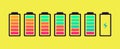 Battery charge indicator icon vector set Royalty Free Stock Photo