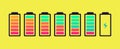 Battery charge indicator icon vector set Royalty Free Stock Photo