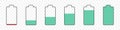 Battery charge indicator icons. Trendy style. Battery energy level from low to high. Charger phases illustrations. Vector