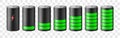 Battery charge indicator. Realistic isolated elements on transparent background. accumulator charging progress