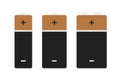 Battery charge isolated icon. Battery indicator set icon vector. Lightning, electric power icon. Few tipes of battery Royalty Free Stock Photo