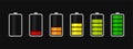 Battery Charge Level Icons Set Accumulator Indicator Design. Vector