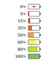 Battery charge Levels Icons Set, Smartphone Battery percentage