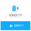 Battery, Charge, Plug, Education Blue Logo vector Royalty Free Stock Photo