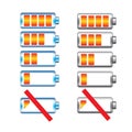 Battery charge showing stages set