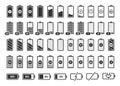 Battery charge symbols. Accumulator energy full and empty status, smartphone charge level UI elements vector isolated Royalty Free Stock Photo