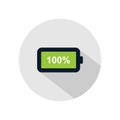 Battery 100% charged icon vector, Full charging battery illustration, power battery sign Royalty Free Stock Photo