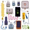 Battery Charger and Recharger as Device Storing Energy Vector Set