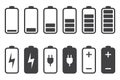 Battery charging icon. Battery charge indicator icons, vector graphics