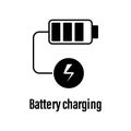 Battery charging icon with description. Element of energy saving icon for mobile concept and web apps. Detailed Battery charging Royalty Free Stock Photo