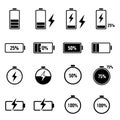 battery charging icon set Royalty Free Stock Photo