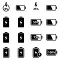 battery charging icon set Royalty Free Stock Photo