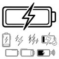 battery charging icon set Royalty Free Stock Photo