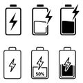 battery charging icon set Royalty Free Stock Photo