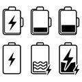 battery charging icon set Royalty Free Stock Photo