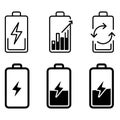 battery charging icon set Royalty Free Stock Photo