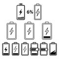 battery charging icon set Royalty Free Stock Photo