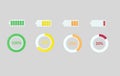 Battery Charging icons. Wheel percent icon. Isolated. 3d illustration. Royalty Free Stock Photo