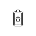 Battery charging line icon