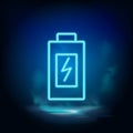 Battery, charging neon  icon. Blue neon, Business neon  icon Royalty Free Stock Photo