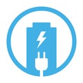 Battery charging plug icon