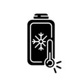 Battery charging undercooling problem black glyph icon