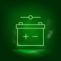 Battery, contact neon vector icon. Save the world, green neon Royalty Free Stock Photo