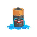 Battery crying tears isolated. cry Battery Cartoon Style Vector