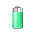 Battery 3d icon - full level capacity, energy load. Power charge level, lithium cell