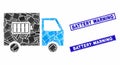 Battery Delivery Truck Mosaic and Scratched Rectangle Battery Warning Seals