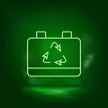 Battery, eco neon vector icon. Save the world, green neon Royalty Free Stock Photo