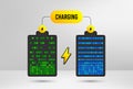 Battery electric charge. Accumulator charging icons. Vector