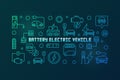 Battery electric vehicle vector colored linear illustration Royalty Free Stock Photo
