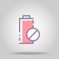 Battery empty icon or logo in pastel color