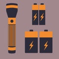 Battery energy flashlight tool vector illustration electricity charge fuel positive supply